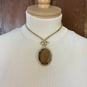 Vintage Brown Rhinestone and Crystal Necklace
